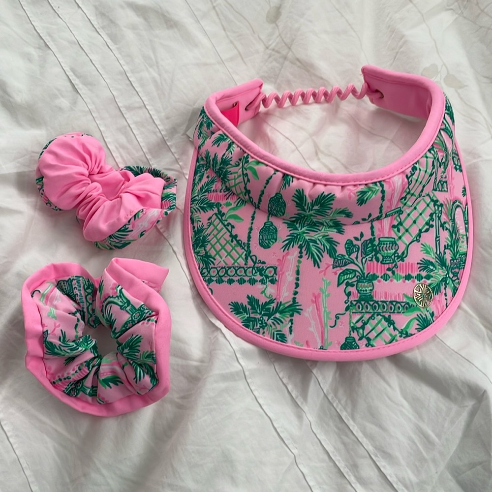 Lilly Pulitzer visor and scrunchies